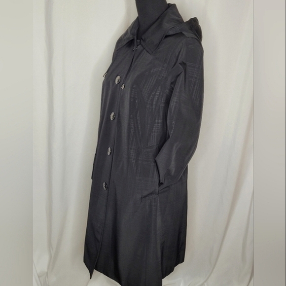 London Fog Womens Full Snap Front Beltless Removable Hood Rain Coat - Size S - Picture 5 of 16